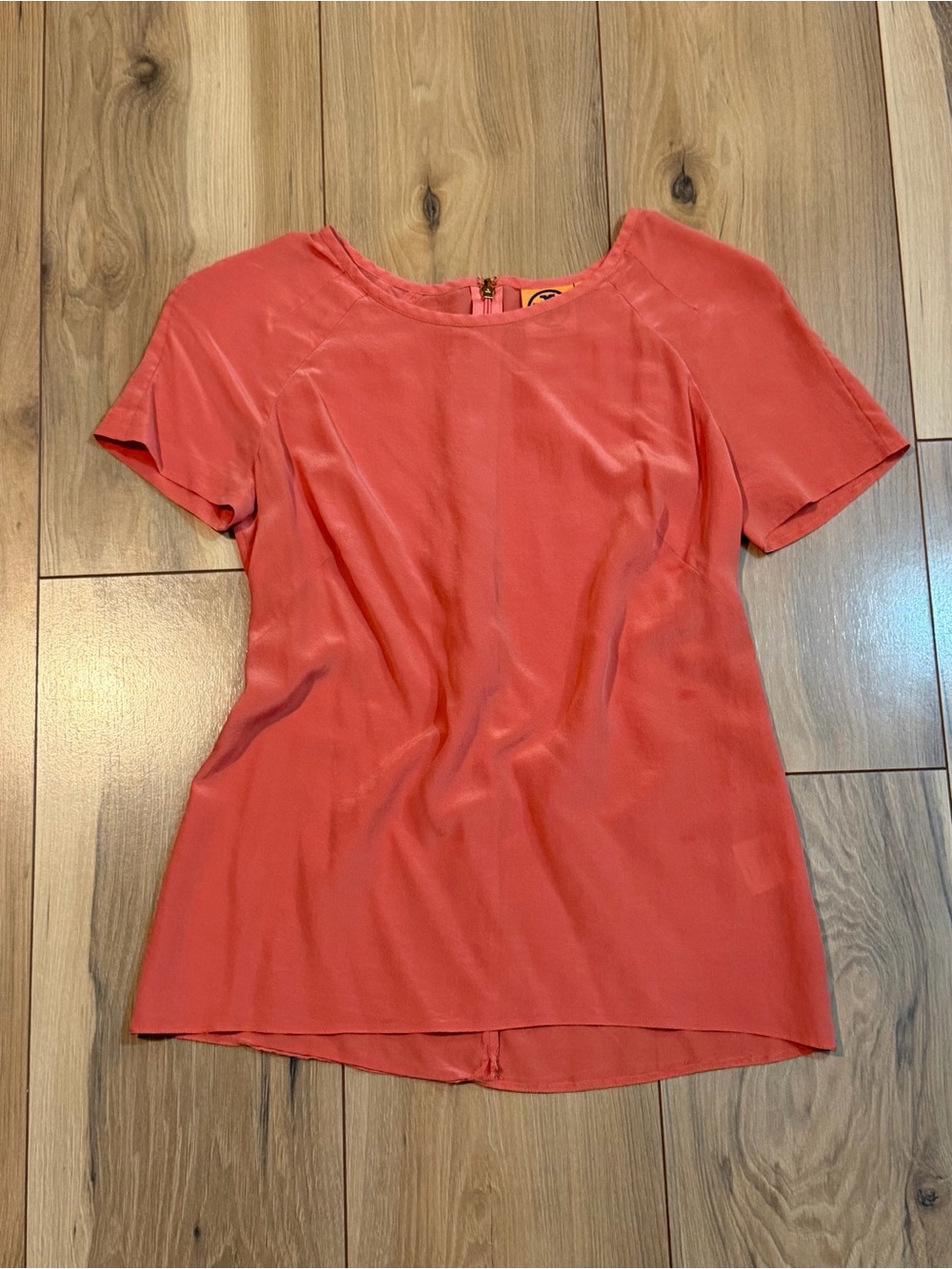 Tory Burch Coral Short-Sleeve Silk Blouse